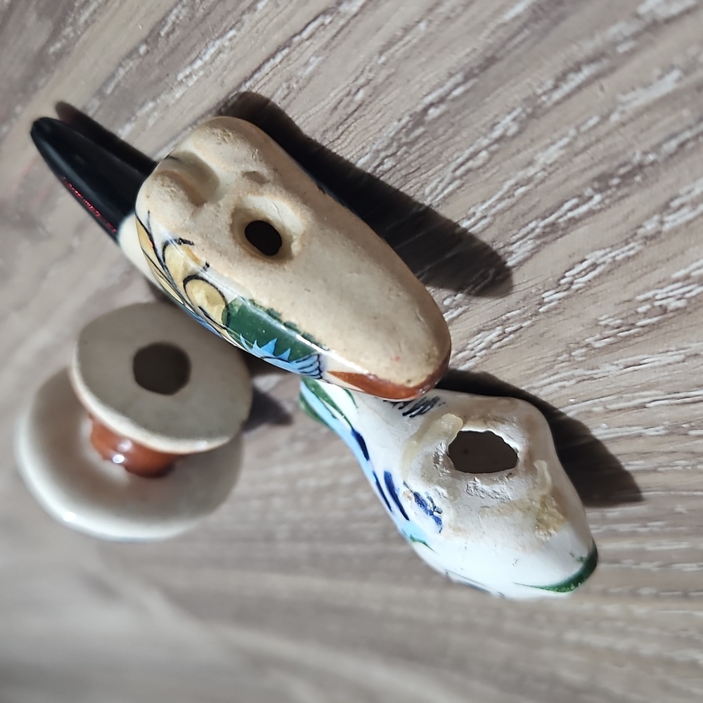 Vintage Mexican Tonala Ceramic Glazed Koi Fish Toucan Frog On Mushroom Figurines - Picture 4 of 16